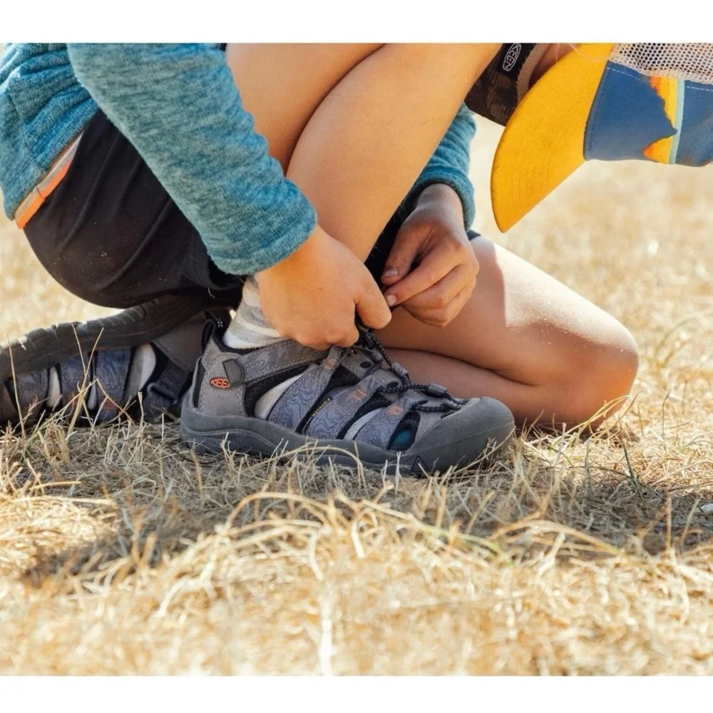 Keen Kids Gray and Black Water Shoe with Orange Accents
